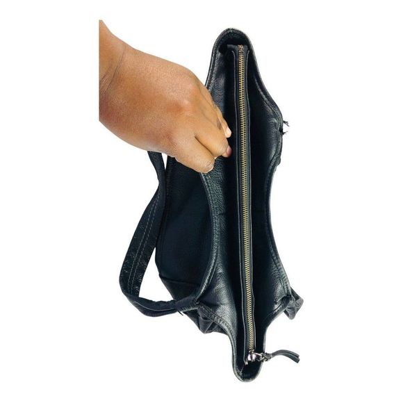 fossil black pebble leather purse shoulder bag hobo - Picture 4 of 9